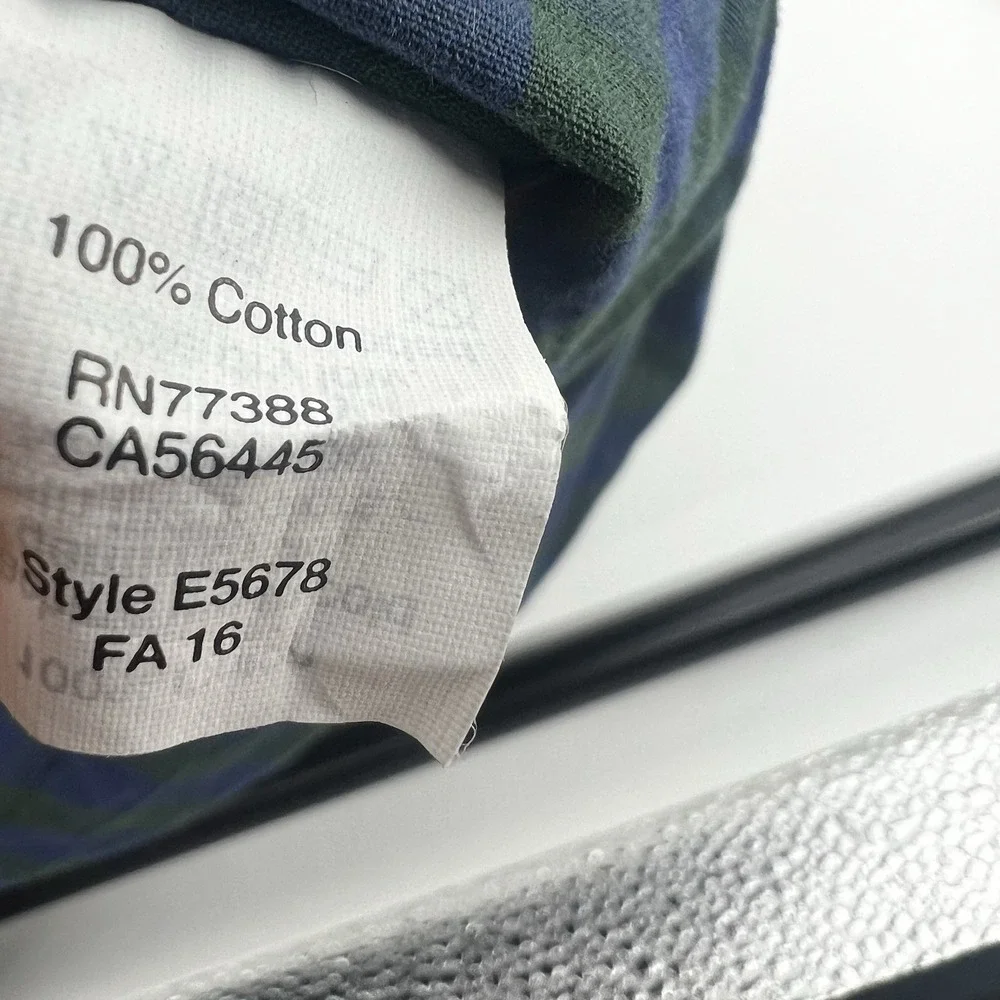 J.Crew Plaid Button-Down Shirt‎ Men's Size M Blue Green  Cotton